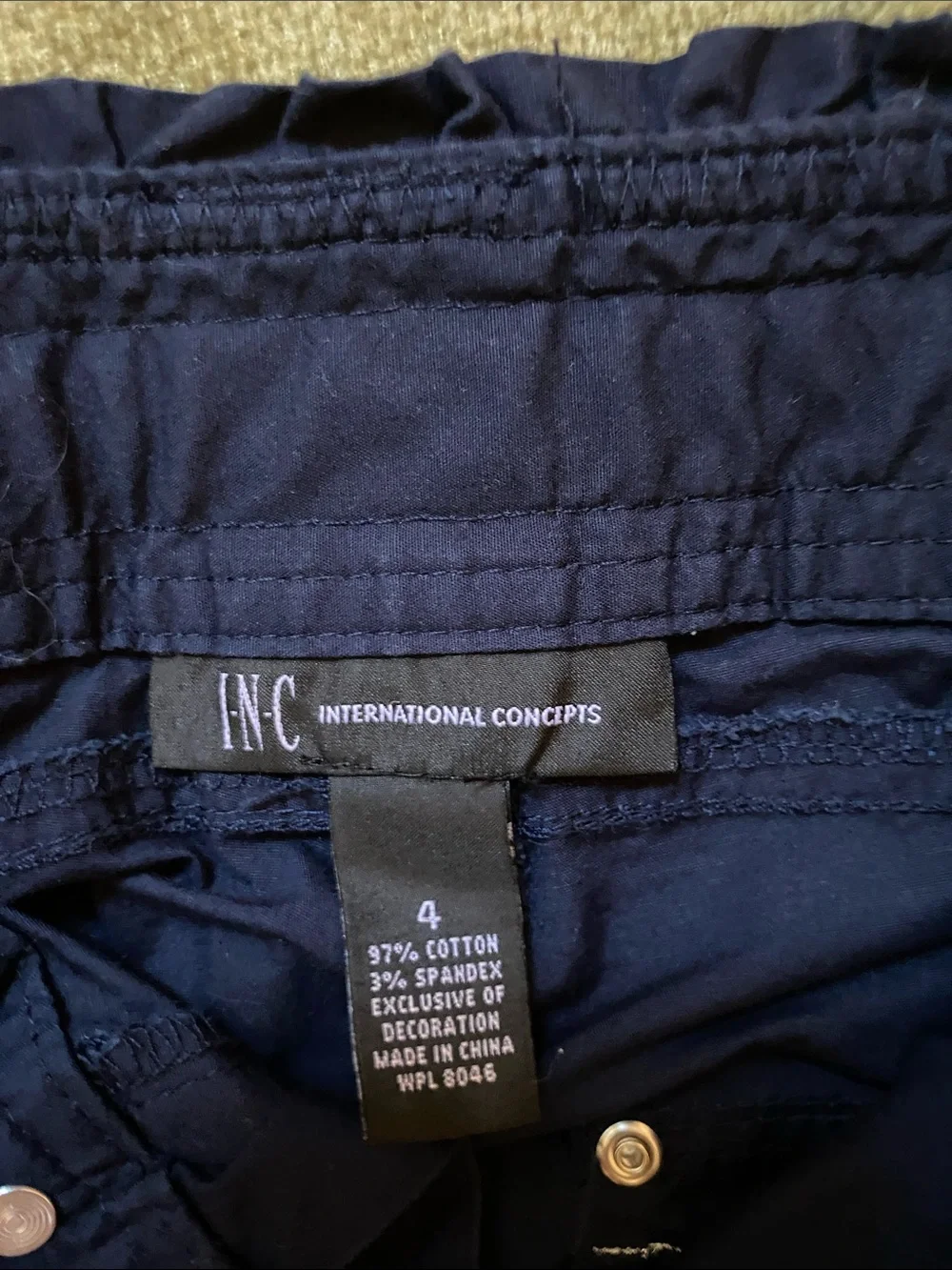 INC International Concepts Navy Cargo Bermuda Shorts with Drawstring Hems
